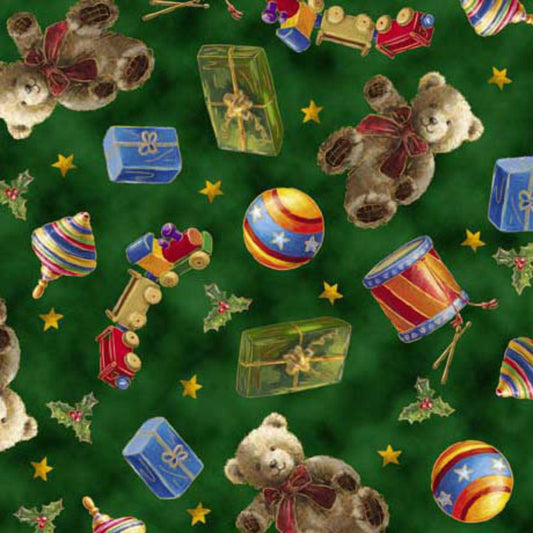 Fabric Toys on red - Checking it Twice - QT Fabrics
