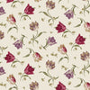 Purple, and burgundy tulips on cream cotton fabric - Laurel by Timeless Treasures