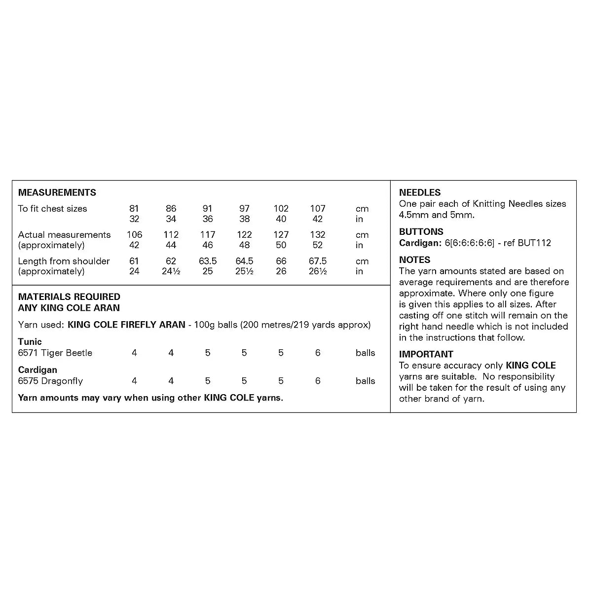 Tunic and Cardigan knitted pattern in Aran - King Cole 6449