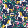 Fabric Unicorns on pink cotton fabric -Unicorn Dance- Michael Miller