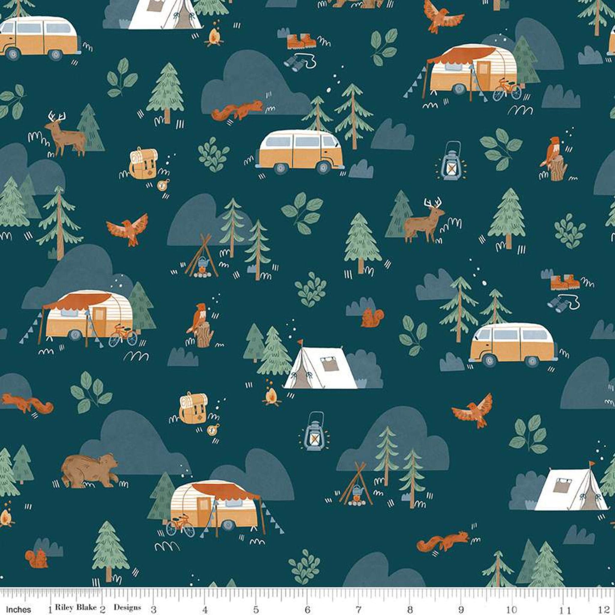 Fabric Vintage Caravans -  Designer Flannel - Riley Blake