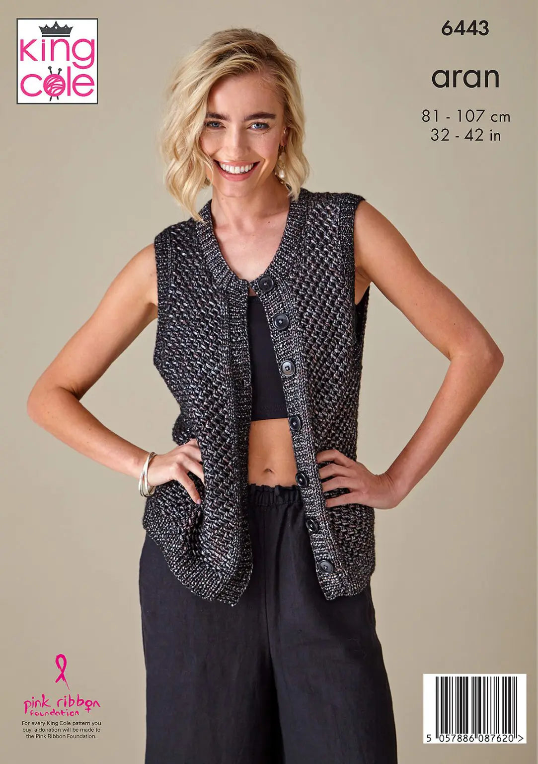 Waistcoat and Top knitting pattern in Aran - King Cole 6443