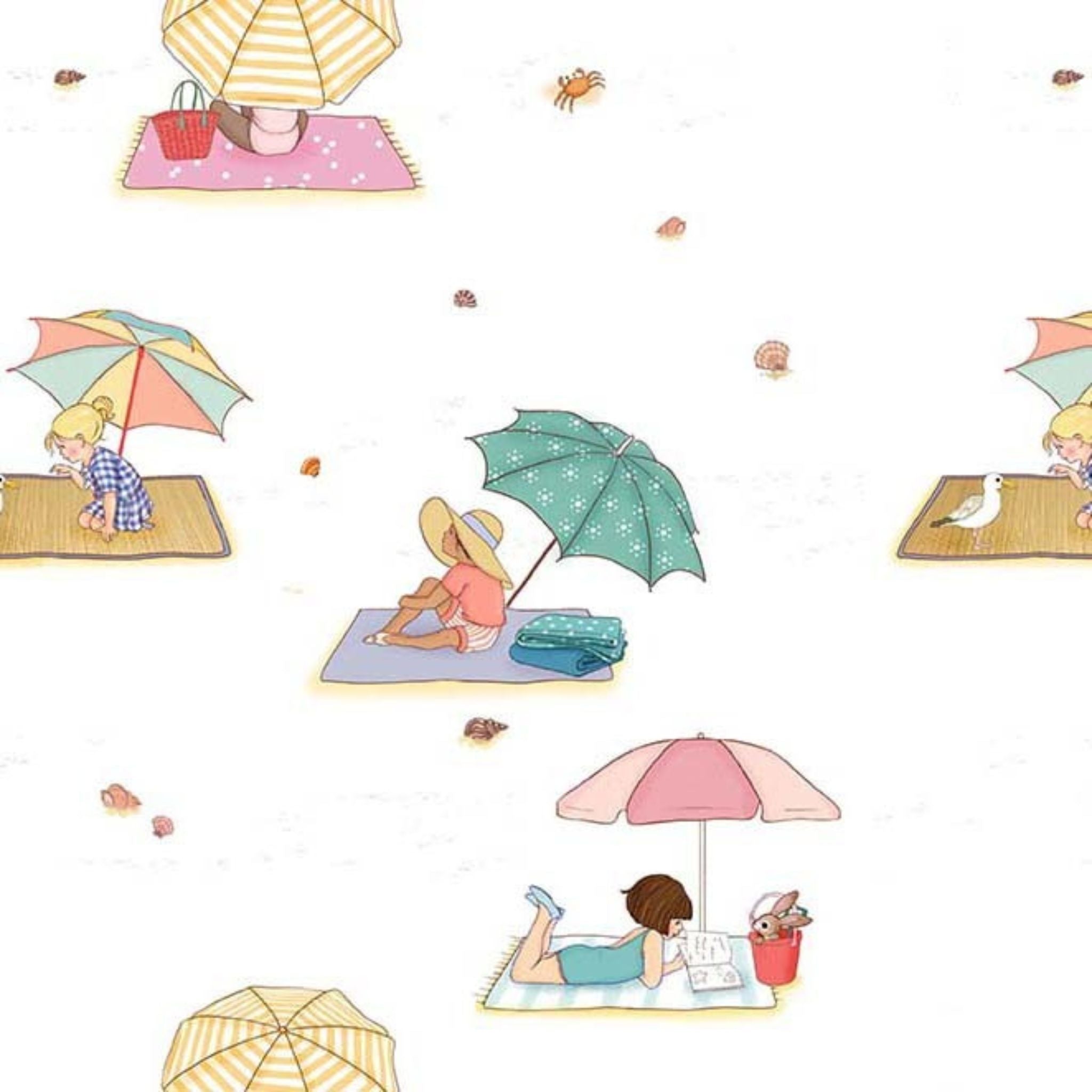 Seaside beach umbrellas - Sunshine and Sandcastles - Michael Miller