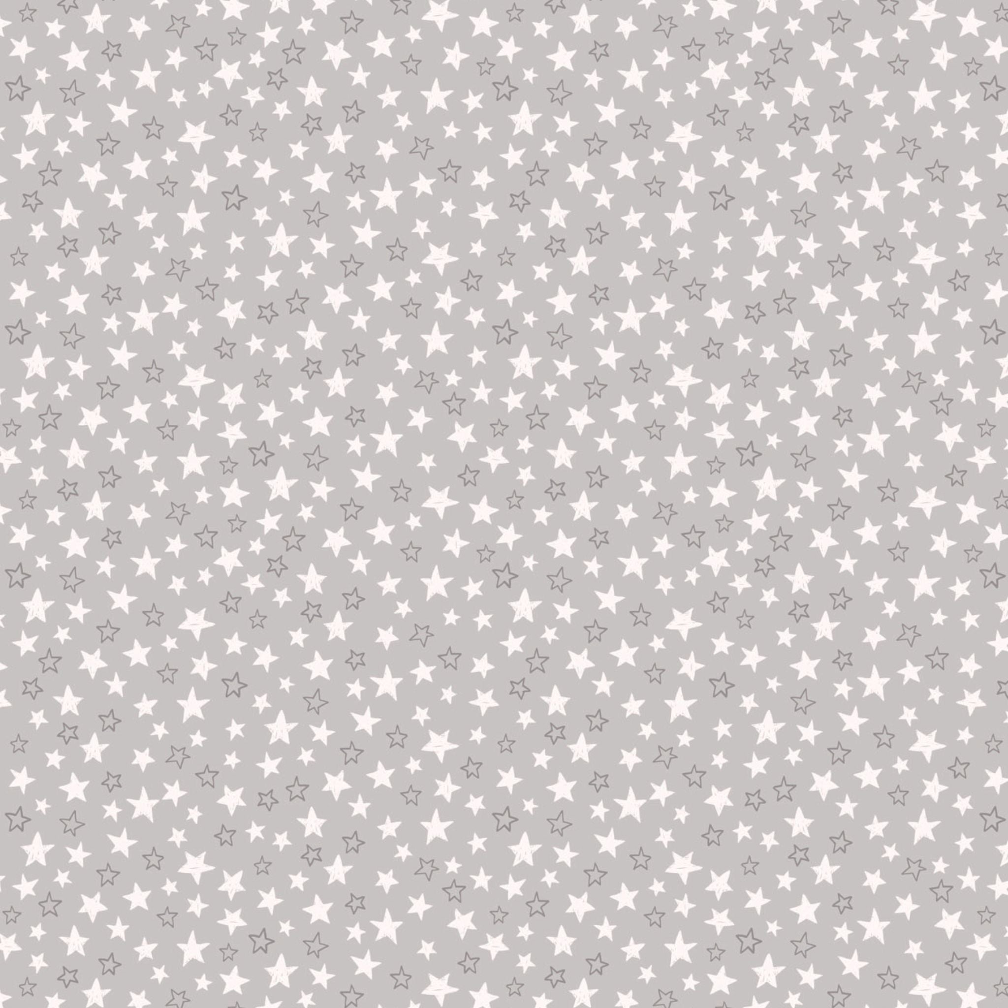 White stars on grey cotton fabric - Special Delivery by Lewis and Irene