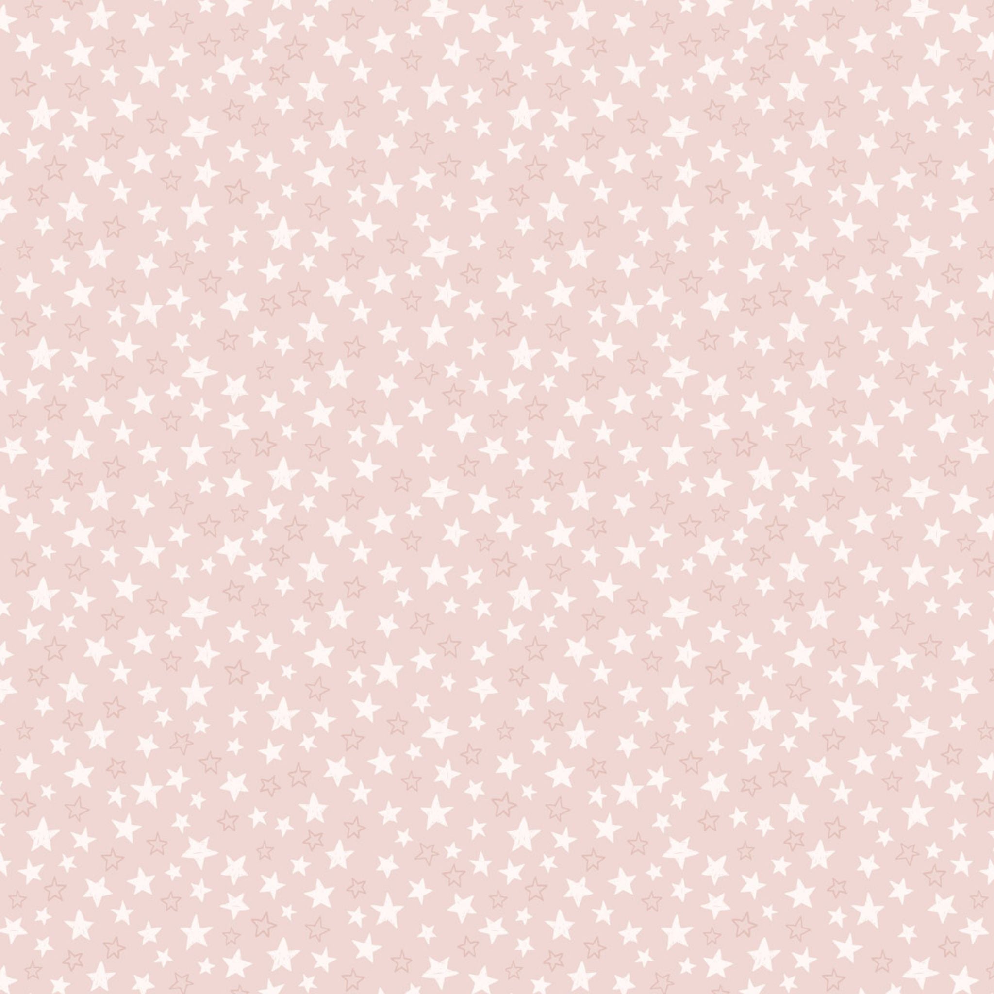 White stars on pink cotton fabric - Special Delivery by Lewis and Irene