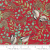 Coaltits on Christmas red cotton fabric - Holidays at Home by Moda