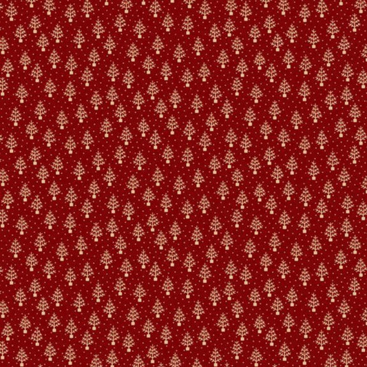 cotton fabric Winter trees on deep red cotton - Judie's Feather Trees - Marcus Fabrics - R330622