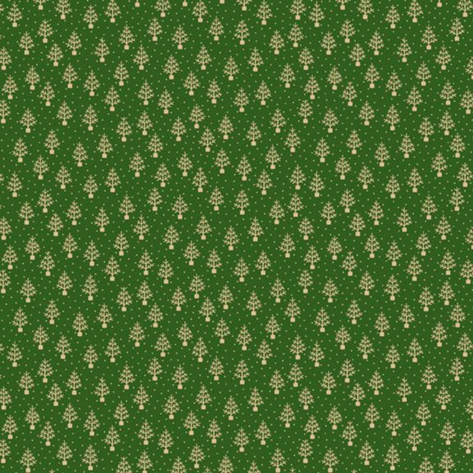 cotton fabric Winter trees on forest green cotton - Judie's Feather Trees - Marcus Fabrics - R330622