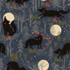 Owls on black cotton - Forest Whisperers - Dashwood Studio