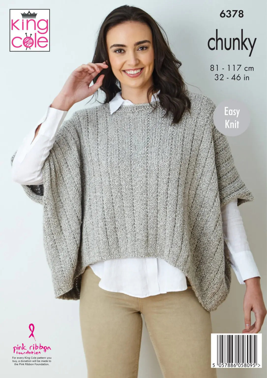 Women's Cape Top and Oversized Cable Sweater knitting pattern in chunky - King Cole 6378