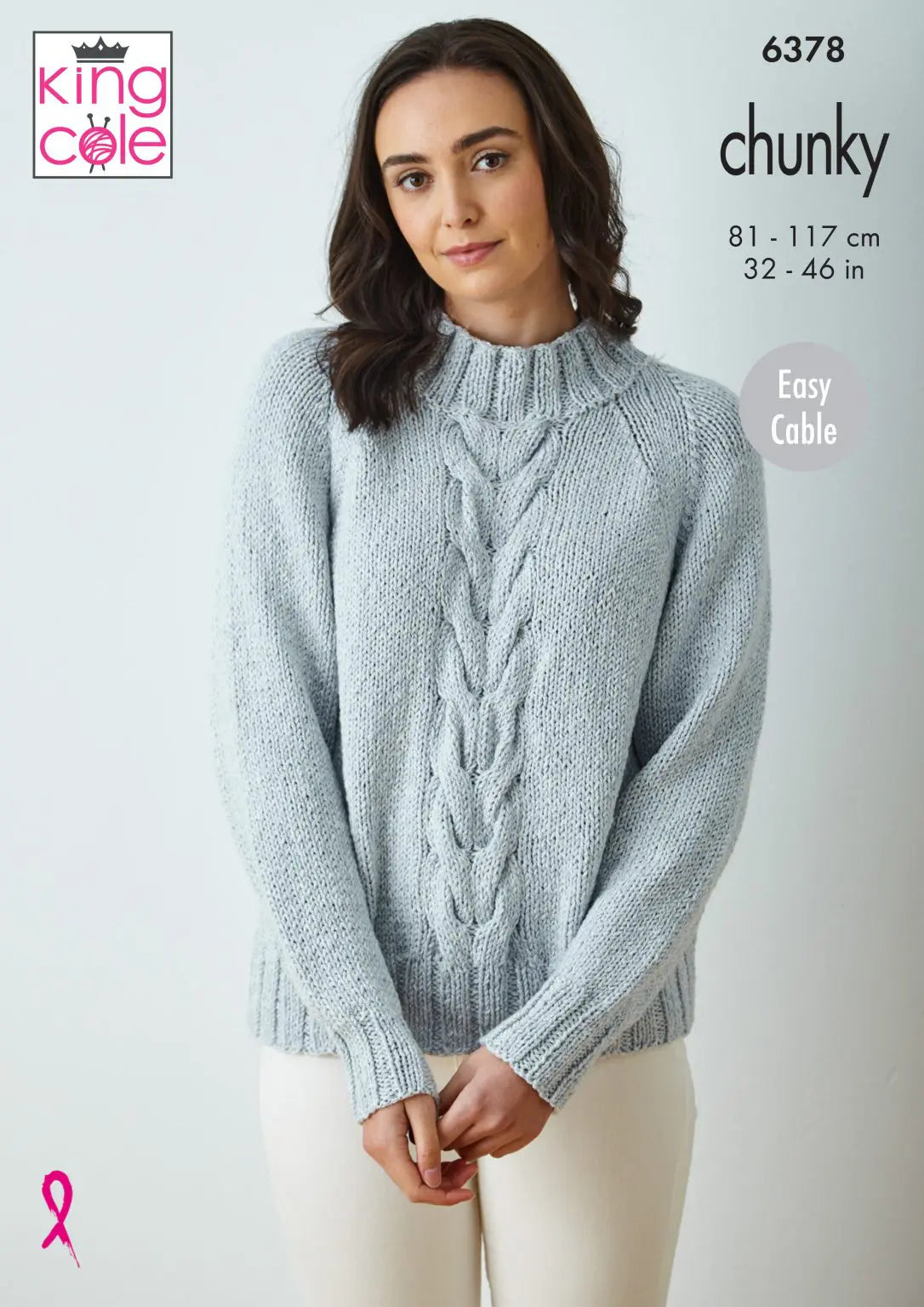 Women's Cape Top and Oversized Cable Sweater knitting pattern in chunky - King Cole 6378