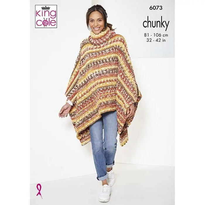 Women's Cardigan and Poncho knitting pattern in chunky - King Cole 6073