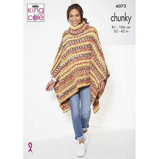 Women's Cardigan and Poncho knitting pattern in chunky - King Cole 6073