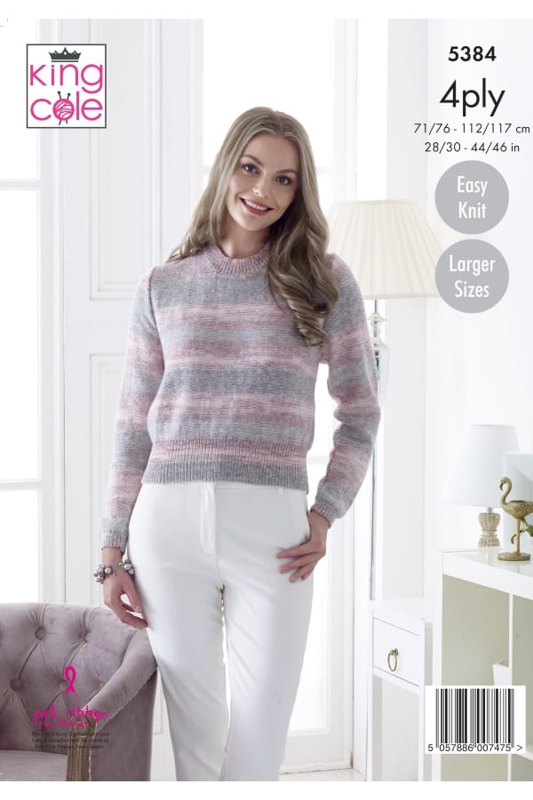 Women's Cardigan & Sweater knitting pattern in 4ply - King Cole 5384