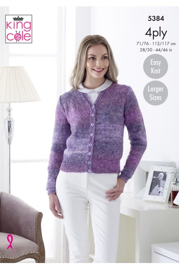 Women's Cardigan & Sweater knitting pattern in 4ply - King Cole 5384