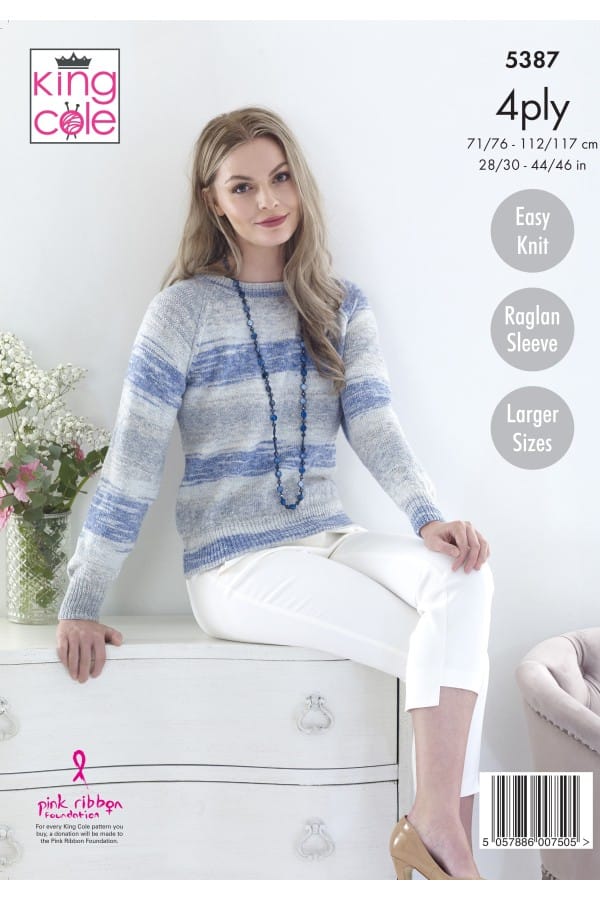 Women's Cardigan & Sweater knitting pattern in 4ply - King Cole 5387