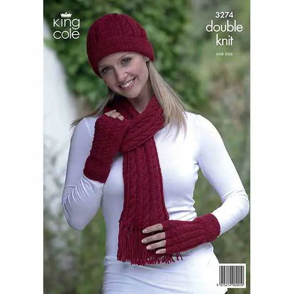 Women's Hats, Scarves & Gloves knitting pattern DK - King Cole 3274