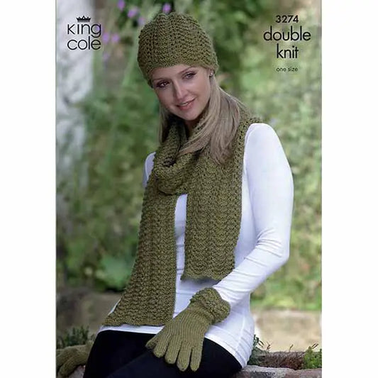Women's Hats, Scarves & Gloves knitting pattern DK - King Cole 3274