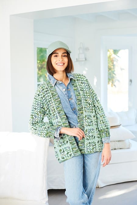 Women's Hexagon Cardigans crochet pattern in DK - Stylecraft 10051