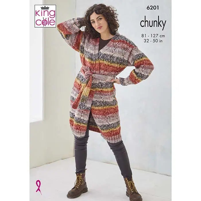 Women's Jacket and Waistcoat knitting pattern in chunky - King Cole 6201