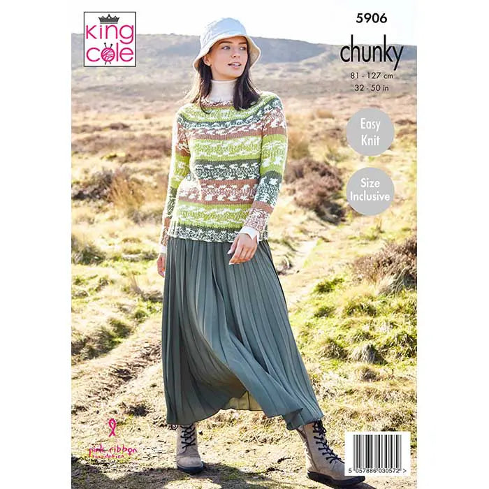 Women's Sweater and Cardigan knitting pattern in chunky - King Cole 5906