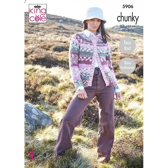 Women's Sweater and Cardigan knitting pattern in chunky - King Cole 5906