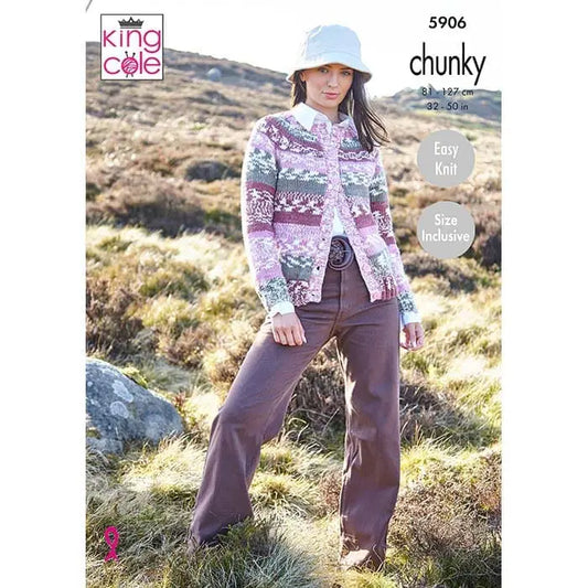 Women's Sweater and Cardigan knitting pattern in chunky - King Cole 5906