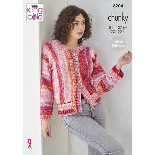 Women's Sweater and Jacket knitting pattern in chunky - King Cole 6204