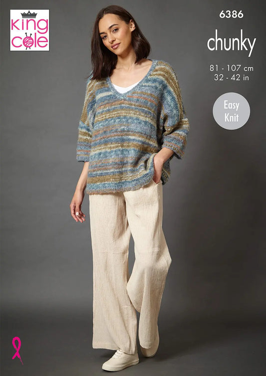 Women's Sweaters knitting pattern chunky - King Cole 6386