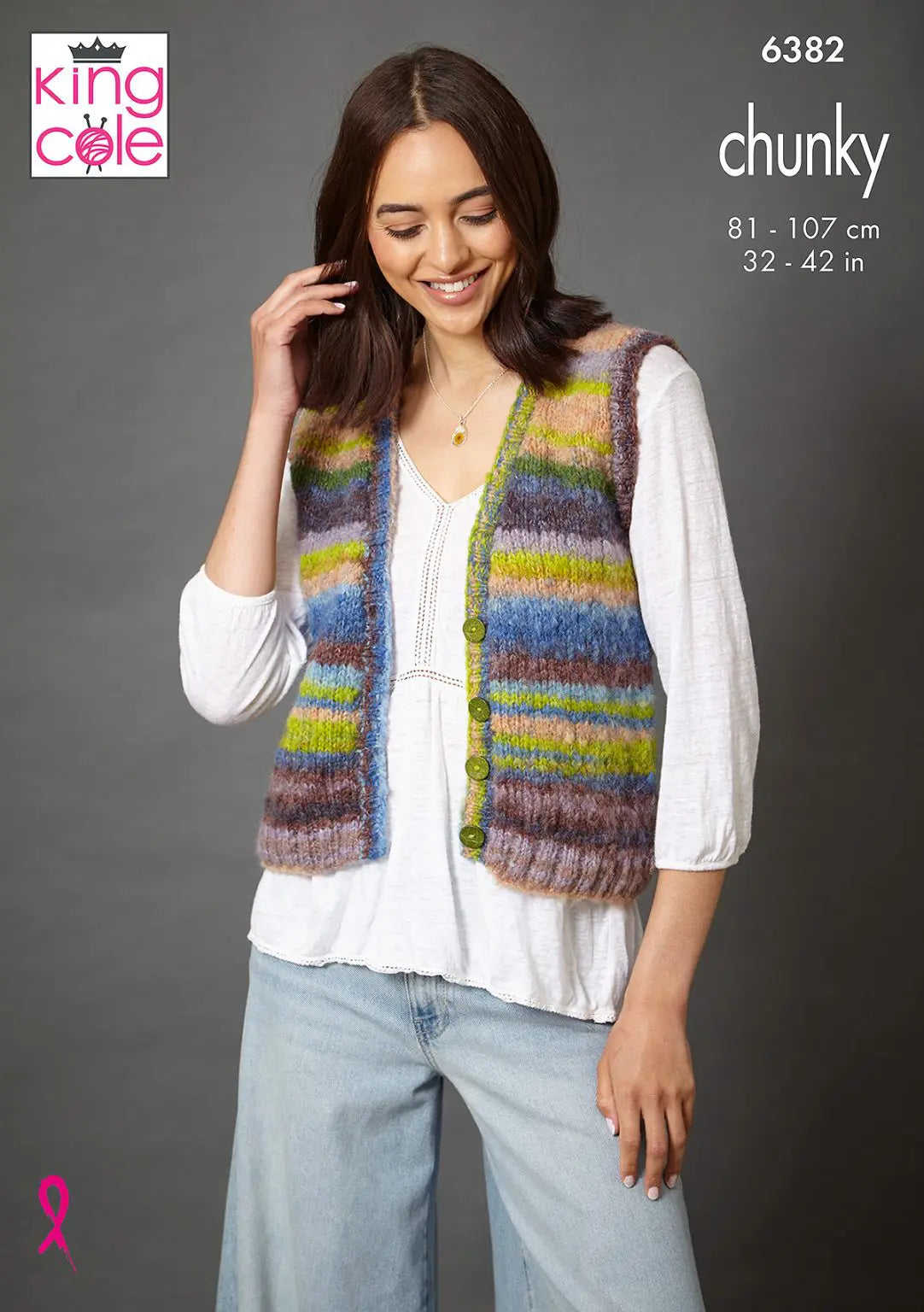 Women's Waistcoat and Tank Top knitting pattern in chunky - King Cole 6382