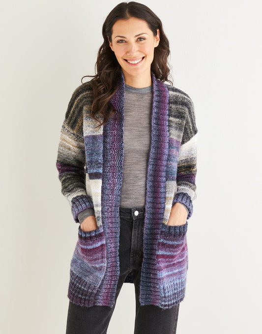 Women's Wide Rib Longline Cardigan knitting pattern in Aran - Sirdar 10138