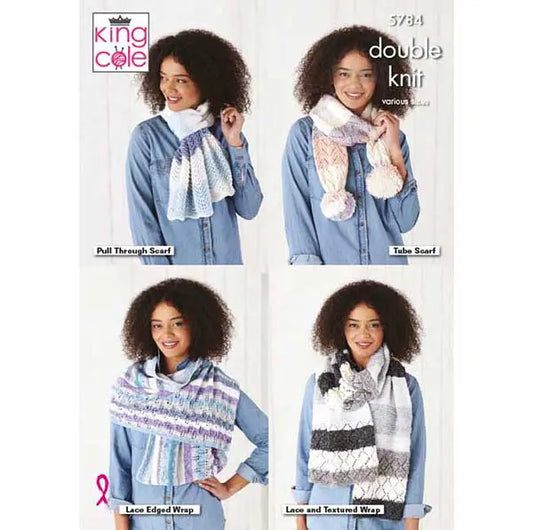 Women's Wraps knitting pattern DK - King Cole 5784