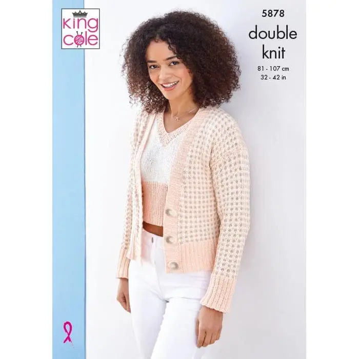 Womens Cardigan and Top knitting pattern double knit - King Cole 5878