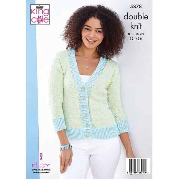 Womens Cardigan and Top knitting pattern double knit - King Cole 5878