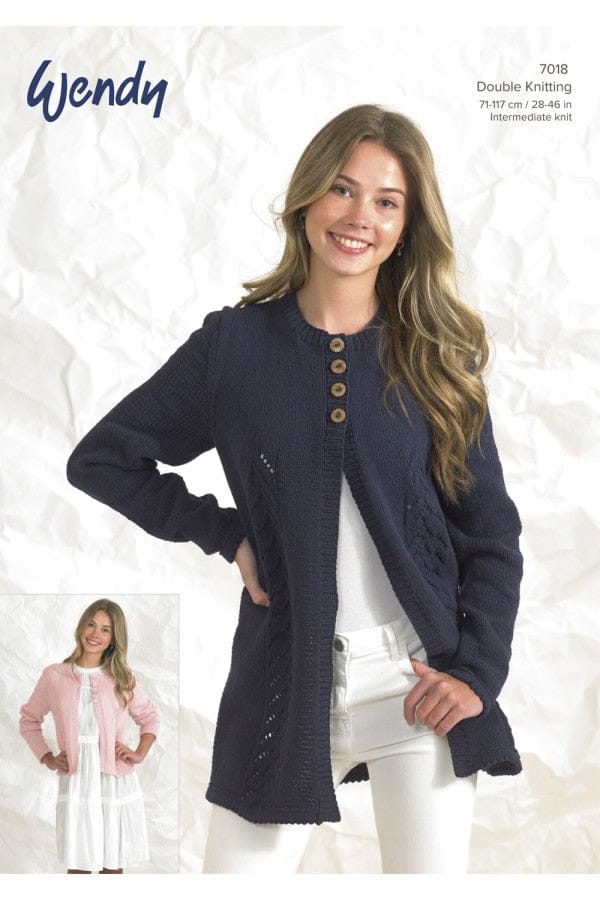 Womens Cardigans knitting pattern double knit- Wendy 7018