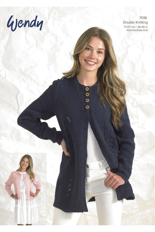Womens Cardigans knitting pattern double knit- Wendy 7018