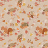 squirrels, hedgehogs and mice on light taupe cotton fabric - Squirrelled Away by Lewis & irene