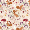 Fabric Woodland harvest on purple cotton fabric - squirrelled away - Lewis & Irene