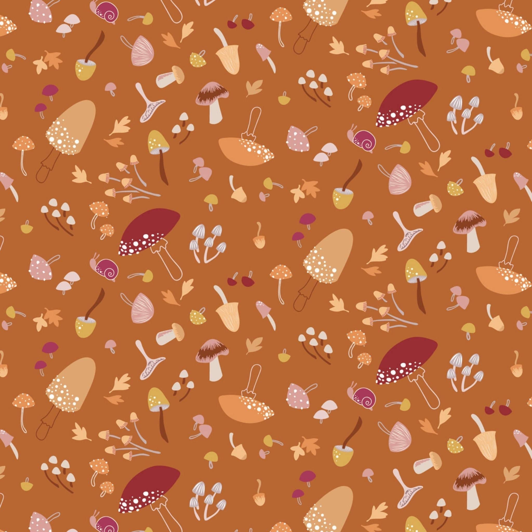 Fabric Woodland harvest on purple cotton fabric - squirrelled away - Lewis & Irene