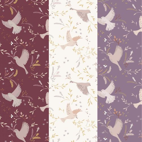 Birds on Purple Lavender cotton fabric - Meadowside by Lewis & Irene