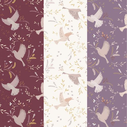 Butterflies and grassfield on purple cotton fabric - Meadowside by Lewis & Irene