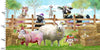 Load image into Gallery viewer, Turquoise Funny Farm Animals cotton fabric - 3 Wishes
