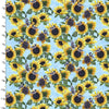 Load image into Gallery viewer, Sunflowers and blue tits on a pale blue cotton fabric - Nature Walk by 3 Wishes