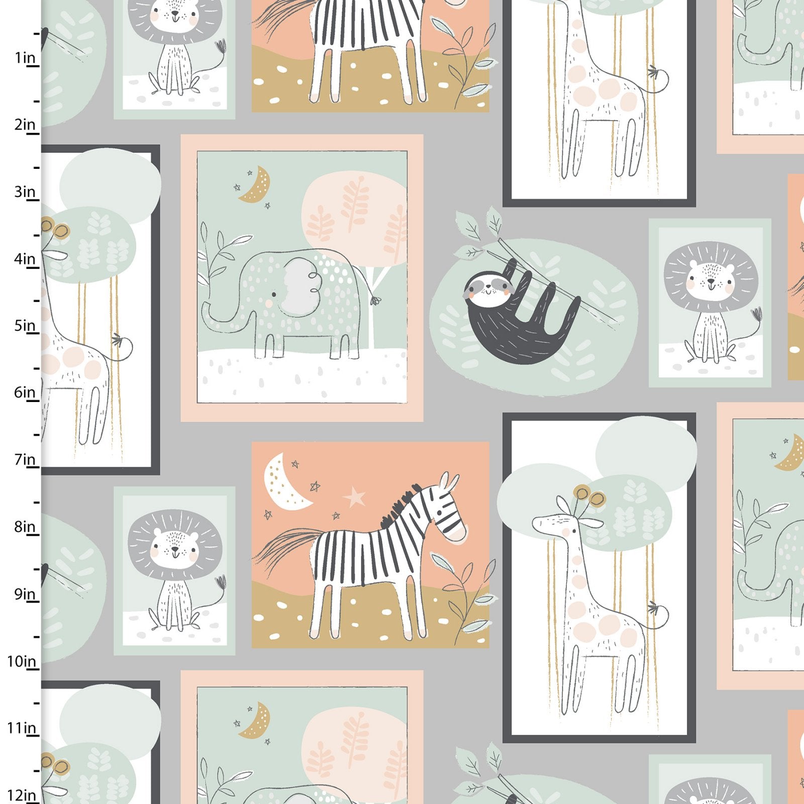 Lions on mint green baby brushed cotton - Oh My Safari - 3 Wishes