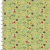 Toadstools and woodland foliage on a green cotton fabric - You Light my Way Gnome by 3 Wishes