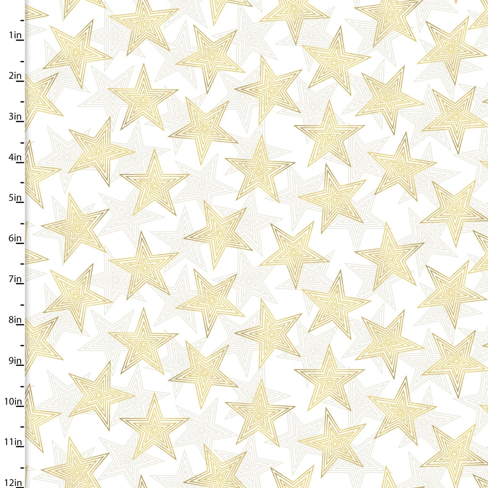 Gold stars on white cotton fabric - 3 Wishes