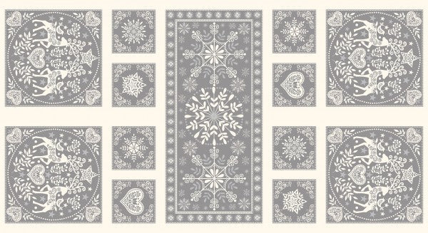 Snowflakes on red cotton fabric - Makower