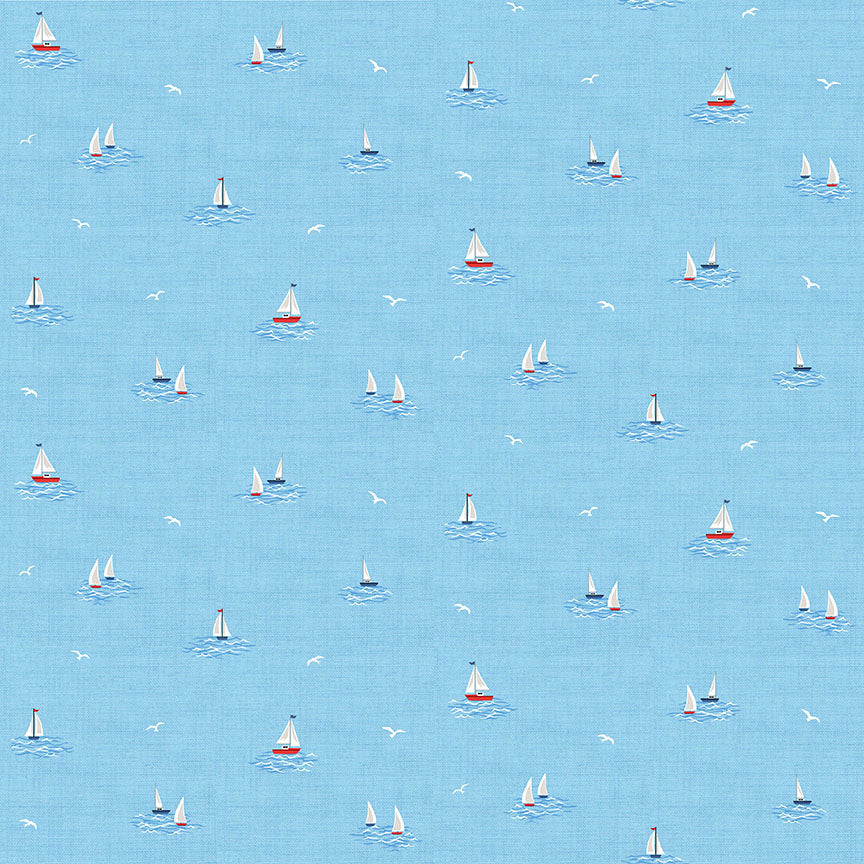 Little Anchors on dark blue cotton fabric- Nautical by Makower
