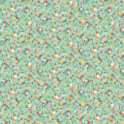 Flowers on Navy Blue polka dots cotton fabric - 'Amelia' Makower