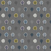 Yellow, blue and white trees on a dark grey cotton fabric - Heather and Sage by Makower